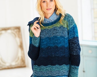 Ladies Sweater, Cardigan and Cowl, 9483,  Batik Swirl DK, 3 Designs, 32 - 50in