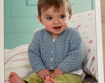 Baby cardigan and waistcoat Knitting Pattern: 4 Ply, 12-20 in (James C Brett JB126)
