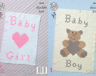 Patrón de ganchillo para manta de bebé King Cole 4890, DK,