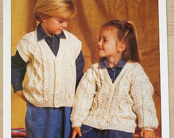 Patrón de punto para cárdigan y chaleco Aran de 20-30 pulgadas