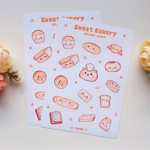 Feuille d'autocollants A6 Sweet Bakery - Décoration pastel pour votre journal, album ou agenda