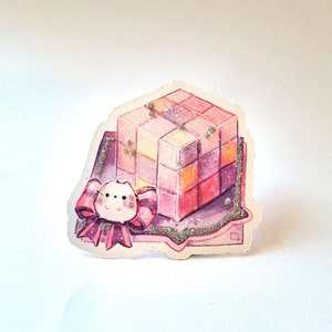 Sticker fait main avec des touches scintillantes, aquarelle de bonbons kawaii, sticker chat mignon pour journal ou scrapbooking, sticker Genshin Food