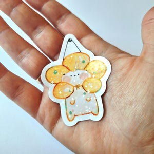 Süßer handgemachter Blumenaufkleber für die Wand, wasserdichter Katzenaufkleber für Laptops, Aufkleber für Flaschen, niedlicher Kätzchenkunstaufkleber, Aquarellaufkleber