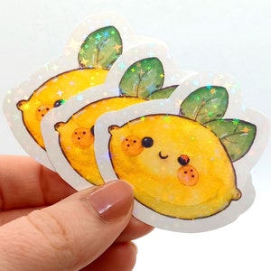 Simpatico adesivo al limone, arredamento per diario giallo e verde pastello, adesivo Bujo per laptop, adesivo per custodia del telefono con simpatico adesivo di agrumi ad acquerello