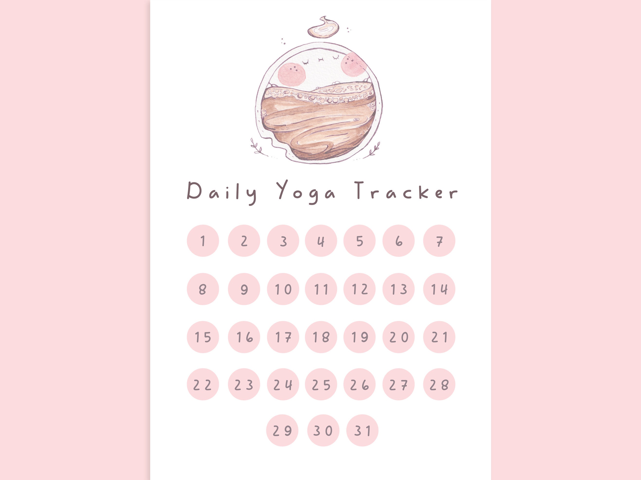 Handmade Printable Daily Yoga Tracker for Busy Moms Etsy