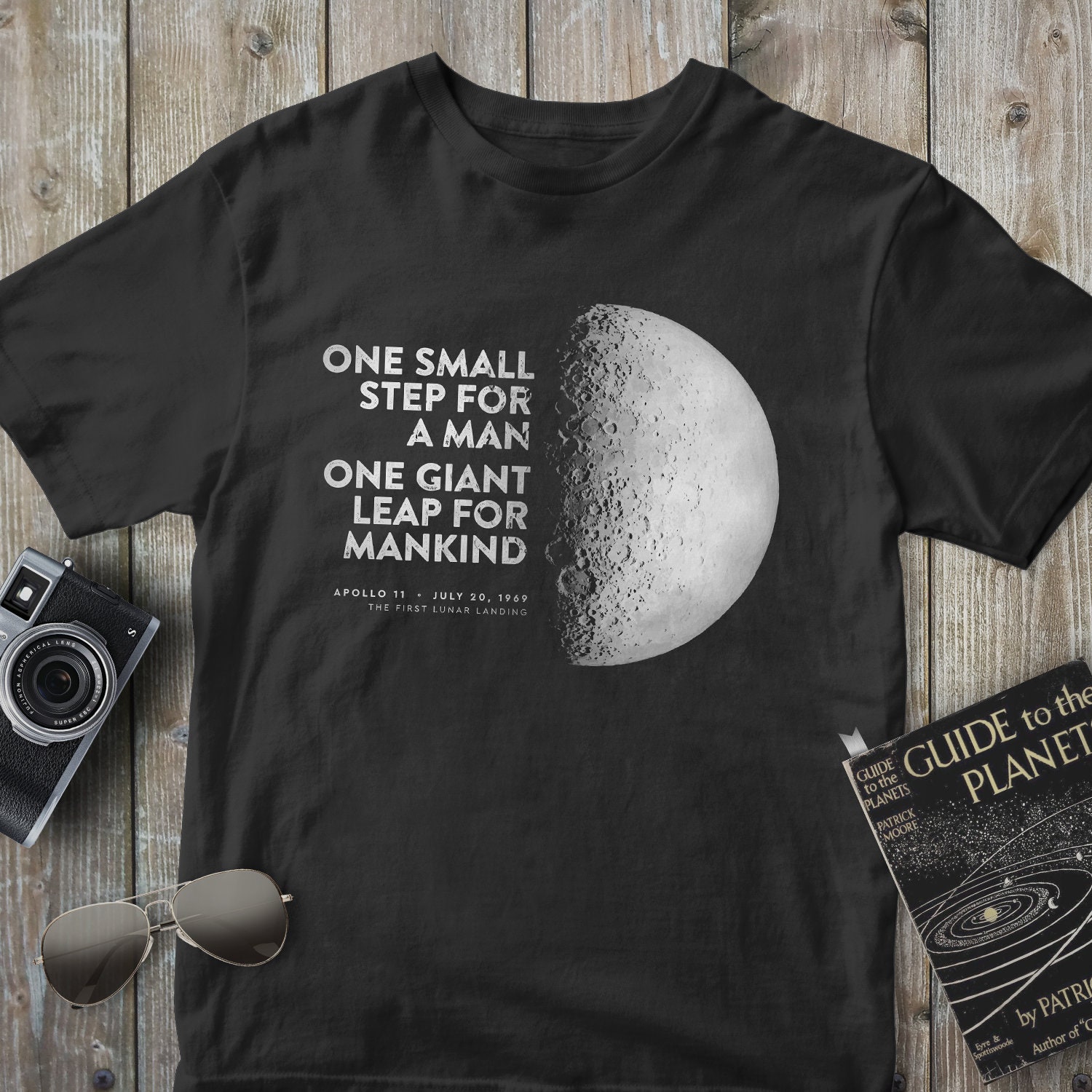 One Small Step Moon Astronaut Napping Heather Navy Jersey 