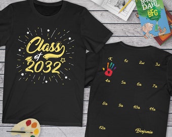 Custom - Class of 2024 2034 2035 2036 2037 2038 2039 2040 - Grow With Me, Back to School, Kindergarten, Graduate Handprint (Unisex T-Shirt)