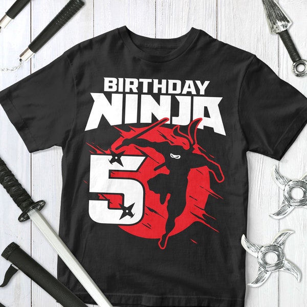 Custom Birthday Ninja 2nd 3rd 4th 5th 6th 7th 8th 9th 10th Little Ninja Is 2 3 4 5 6 7 8 9 10 Year Old Boy | Youth Kids Unisex Shirt Hoodie