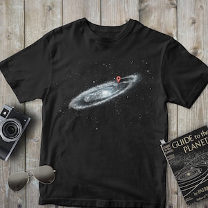 Milky Way Galaxy Pin Shirt | You Are Here Shirt | Astronomy Space Gift Shirt | Unisex Softstyle T-Shirt