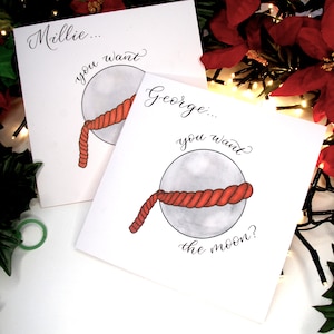 ¿Quieres la luna? Tarjeta / lazo la tarjeta de la luna / es una vida maravillosa / tarjeta de San Valentín personalizada / tarjeta para novia / tarjeta de novio
