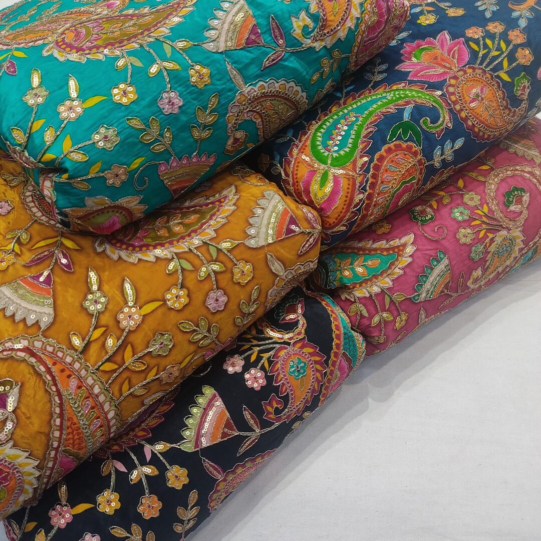 Pure Natural Crepe With Embroidery Sequence Work With Sleeves With Elastic Palazzo Dress