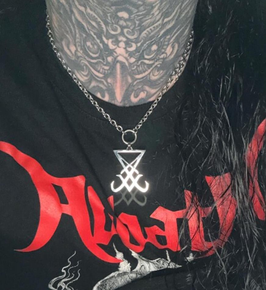Lucifer Rava Chain Large Lucifer Sigil Pendant Necklace - Satanic Seal O Ring Chain Choker ...