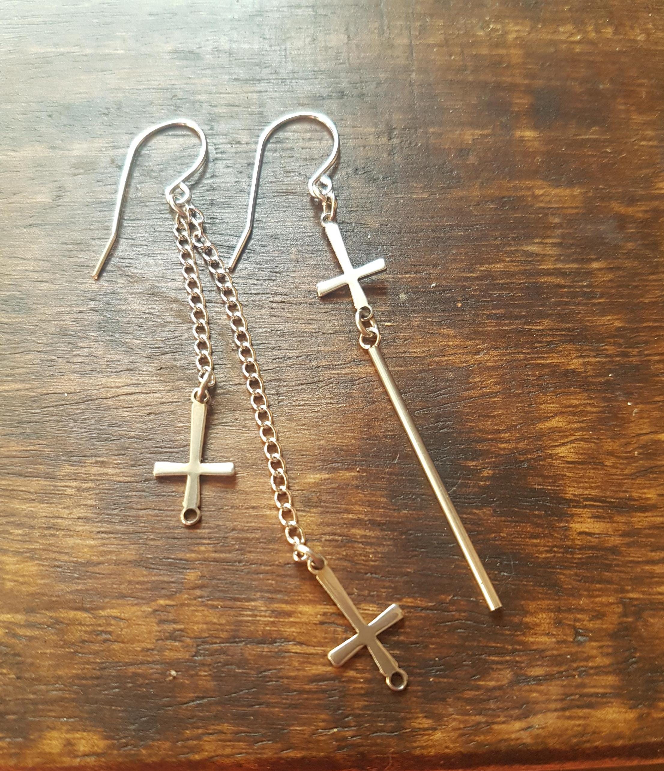 Asymmetrical cross earrings best sale
