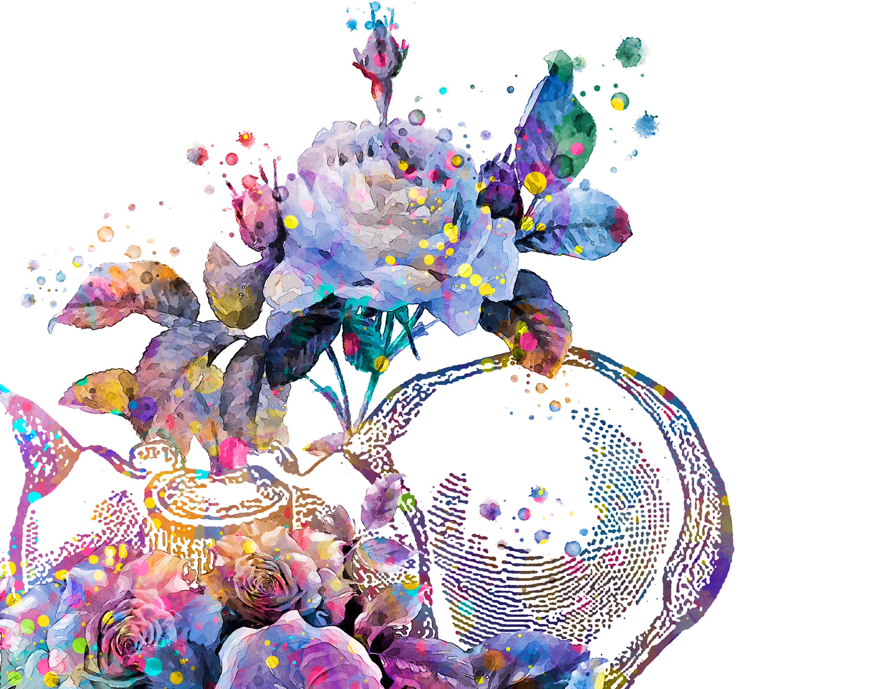 Floral Anatomy Art Watercolor Print Skull Spine Pelvis Rib Etsy