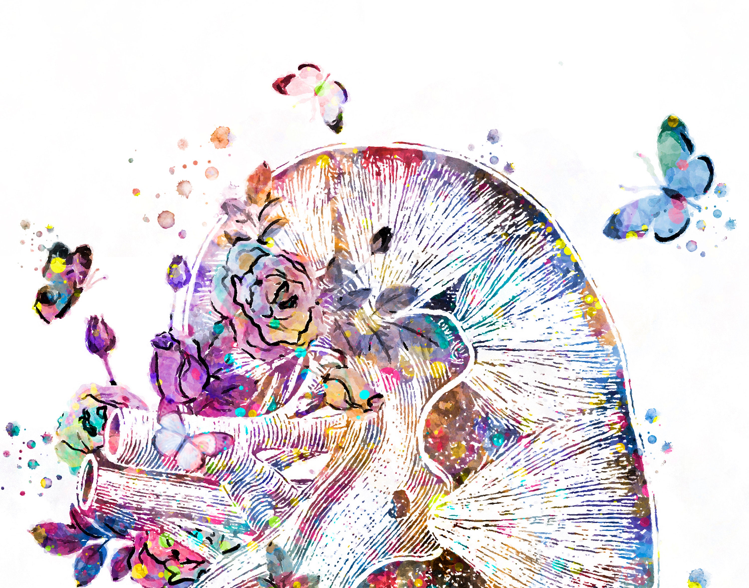 Floral Anatomy Print Set Watercolor Medical Art Brain and Etsy