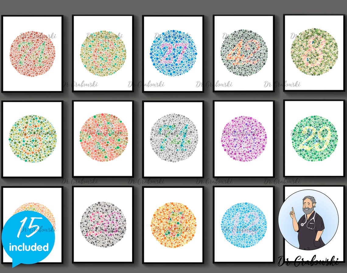 Ishihara Test for Color Blindness Color Perception Medical Etsy