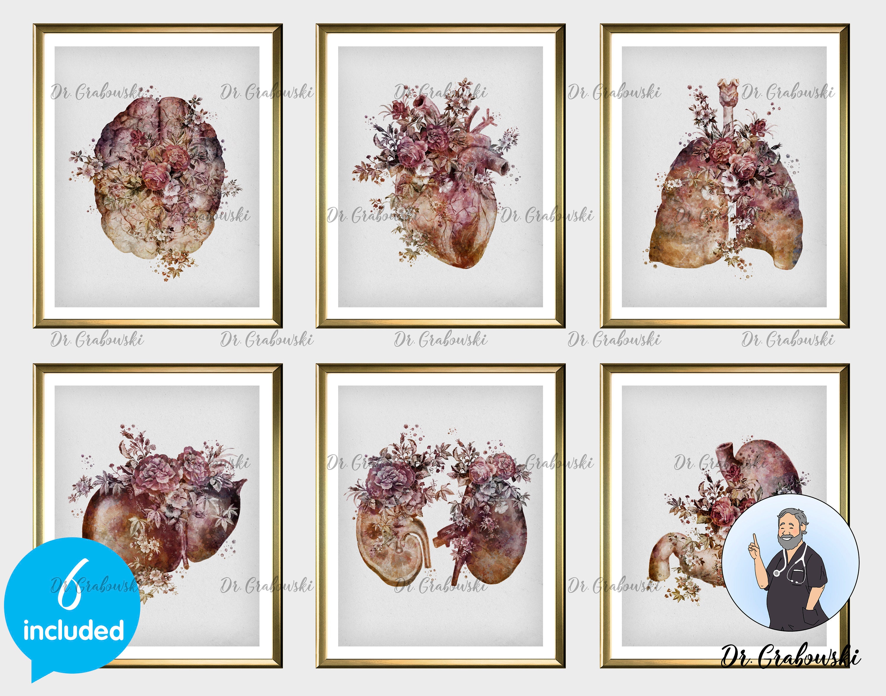 Internal Organs and Flowers Art Prints Vintage Anatomy Etsy