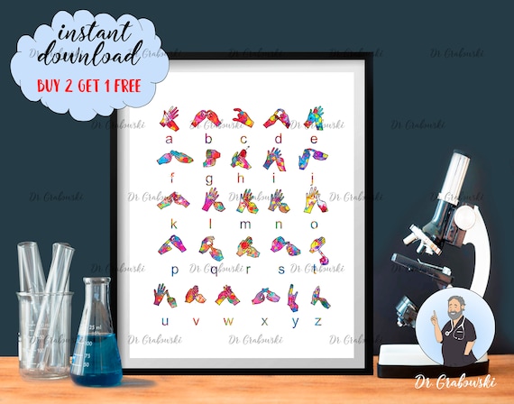 Australian Sign Language Print Sign Language Alphabet Auslan Etsy