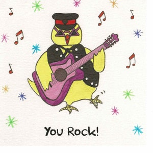 Leuke boerderijdierengroetkaart-Rock 'n' Roll Chick met gitaar