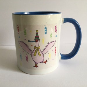 Fun Farm Animal Mug Dancing Goose  Double Sided Original Design Goose