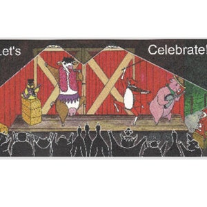 Celebration Wenskaart- Fun Farm Animal Musical Band- Landschap DL formaat