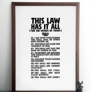 A2 Downloadable Printable Art – The Ten Words of YHWH Ten Scripture Torah Verse Linolschnitt