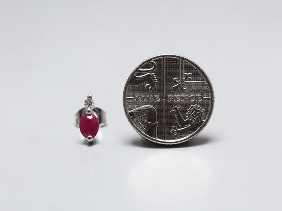 9ct White Gold Diamond and Ruby Stud Earrings - image 3