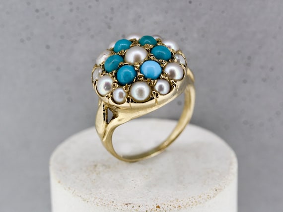 Turquoise and pearl ring deals
