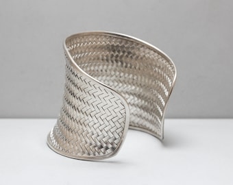 Silver Woven Cuff Bangle / Bracelet