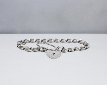 Heart Padlock Silver Bracelet