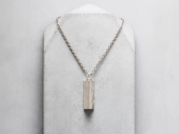Silver Triangular Prism Pendant with Silver Chain - image 1