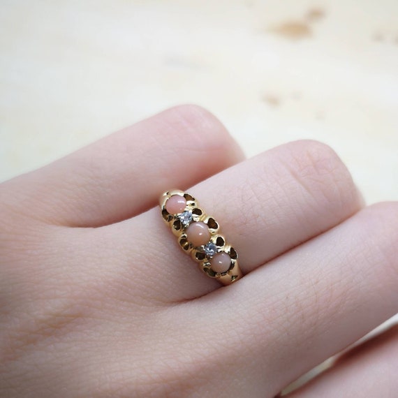 Victorian coral and diamond ring, 18ct