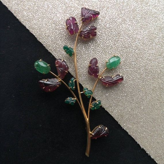 Vintage Garnet Flower Brooch