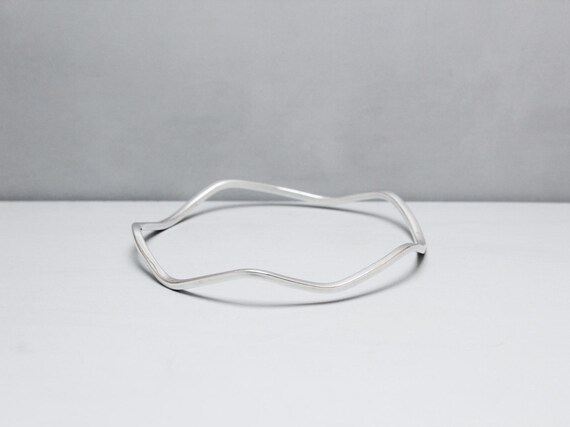 Solid Silver Wave Bangle - image 2