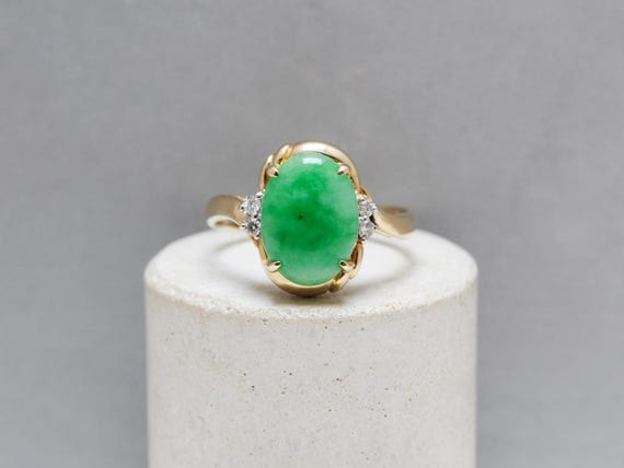 Bague En Or 18 Carats Sertie De Jade - Poids 5,95g - Bijou Occasion Magnifique