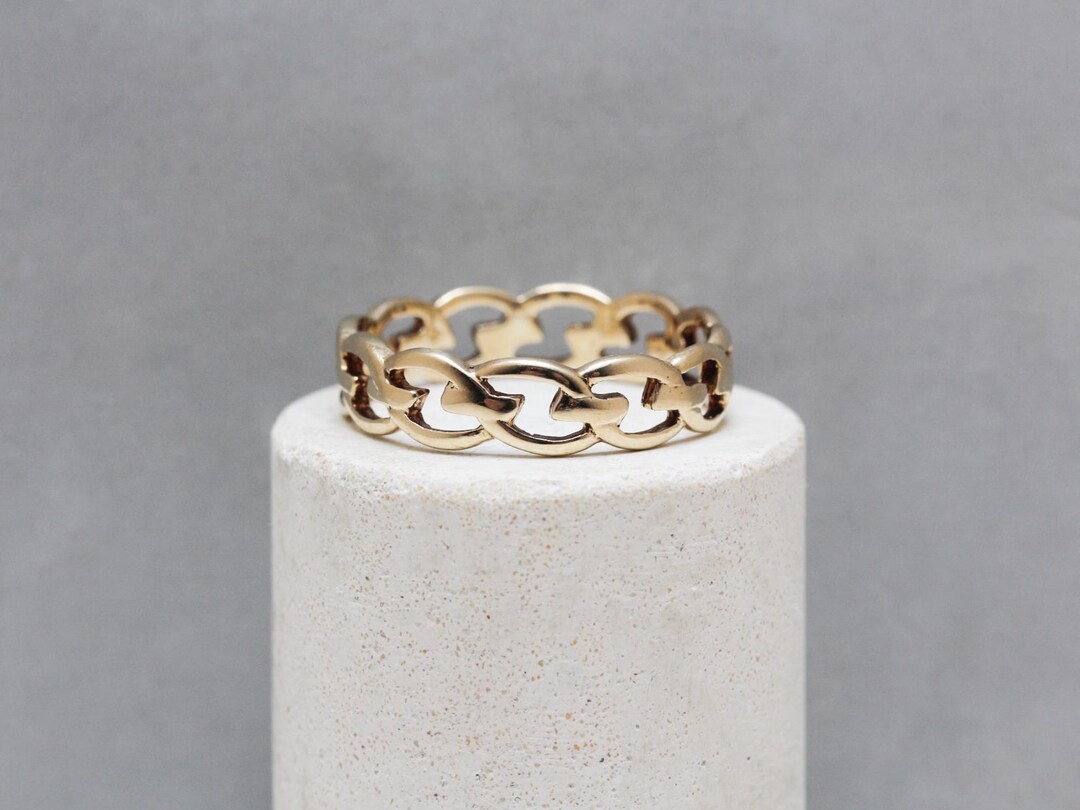 9ct Yellow Gold, Linked Wave Ring 5mm Shank Finger Size R - Etsy
