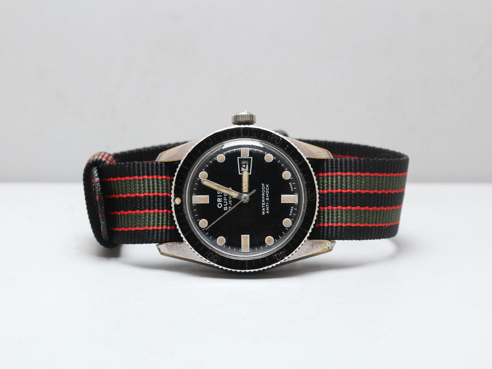 1960s Oris Super Diver's Watch, Hand-wound, 17 Jewel, Calibre 484 with KIF  Shock Protection