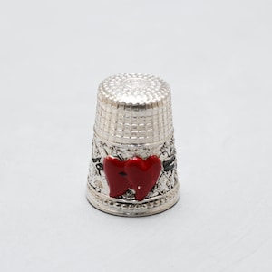 Vintage Sterling Silver and Enamel Bird Hallmarked Thimble