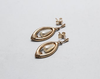 9ct Yellow Gold Pearl Effect Earrings