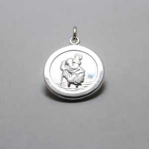 Curteis Round Silver Saint Christopher Pendant