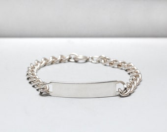 Silver ID Bracelet - Etsy