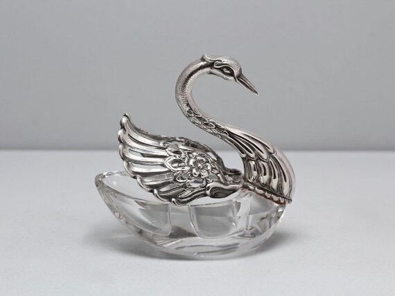 ジョンデリアン　Swans スワン　OBLONG TRAY トレイ Silver Swan Trinket Tray - Etsy