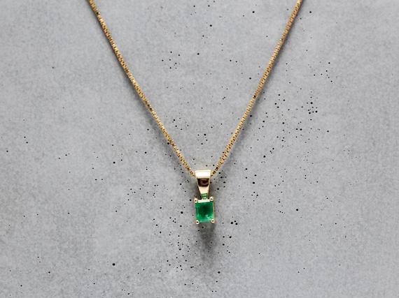 18金エメラルドペンダントネックレス - 9金チェーン - Etsy 日本