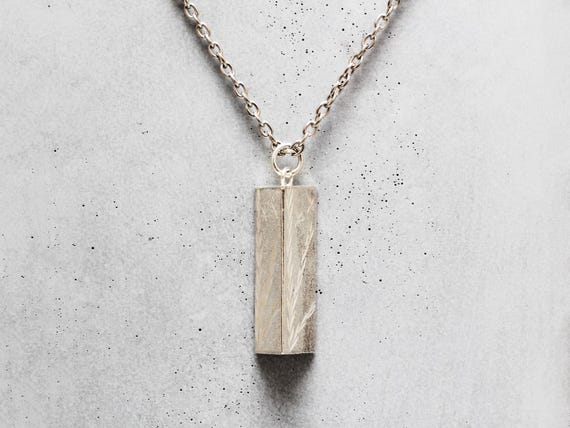 Silver Triangular Prism Pendant with Silver Chain - image 2