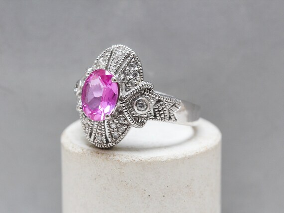 Bague en argent avec grosse pierre rose taille T britannique Etsy France