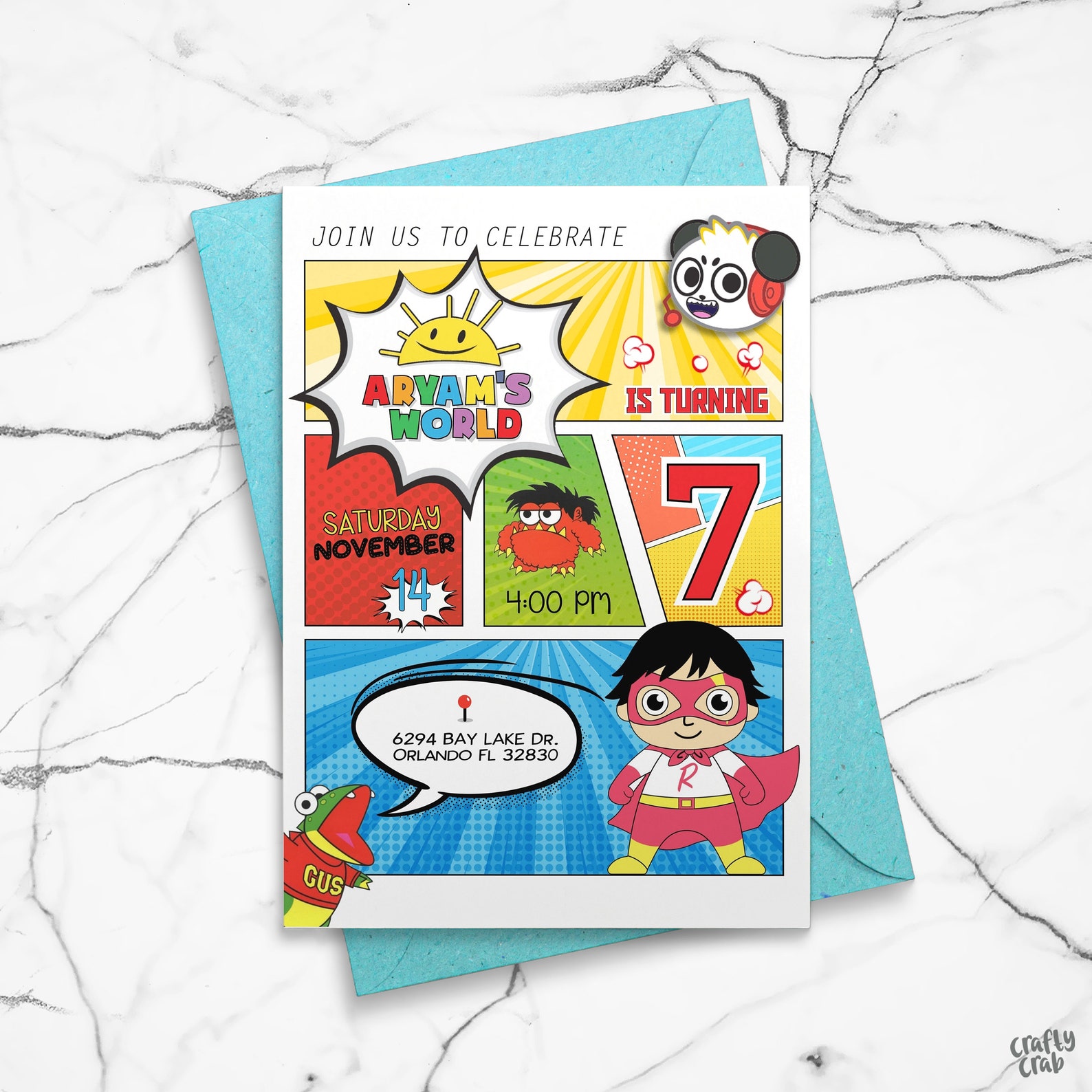 Ryan's World Birthday Invitation Digital Printable | Etsy