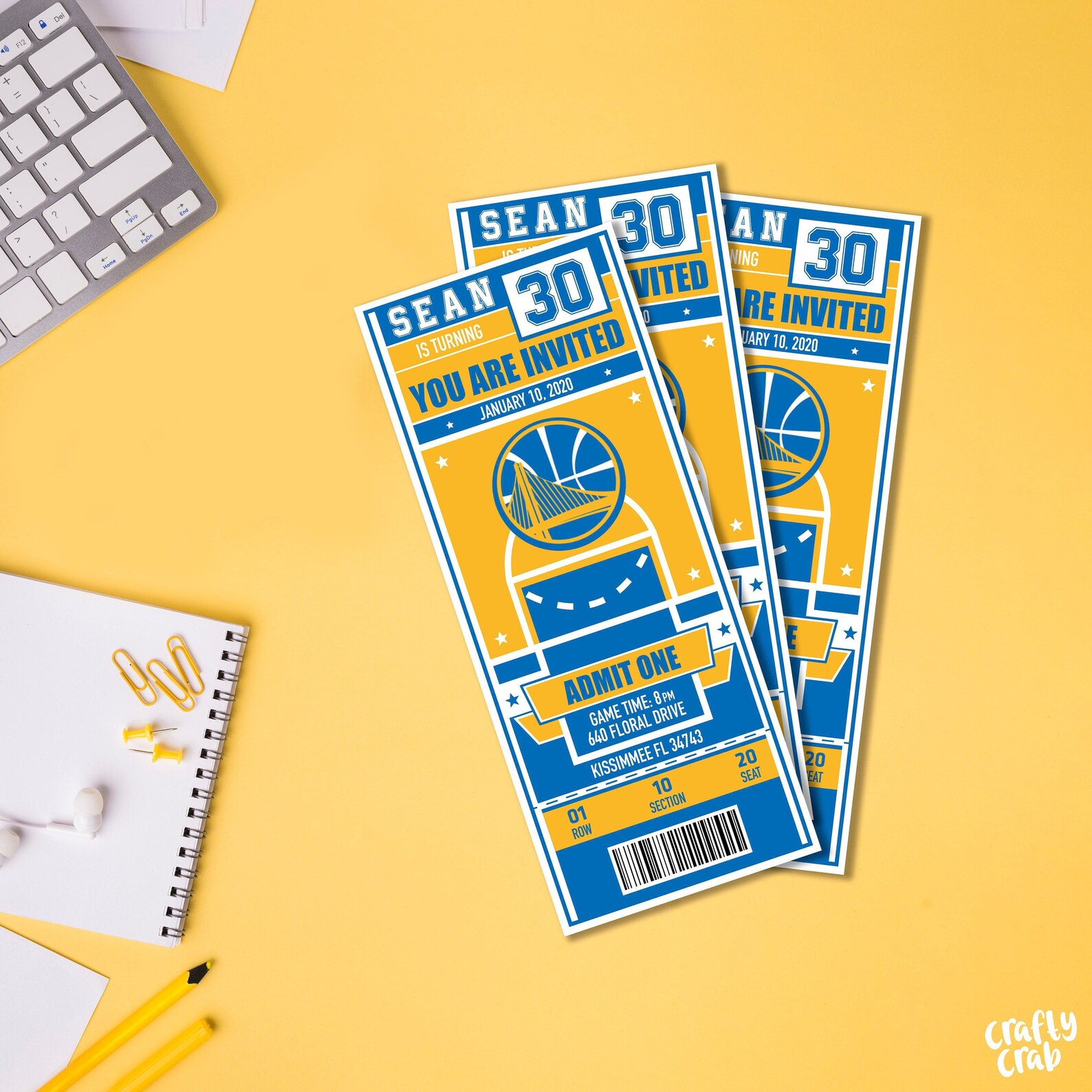 Golden State Warriors Basketball Invitation Ticket invitation | Etsy