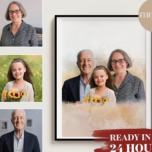 Add loved one to photo, Loss of father-mother, Family portrait from photos, Combine photos, Christmas gift, Memorial gift for dad mom, Gift
