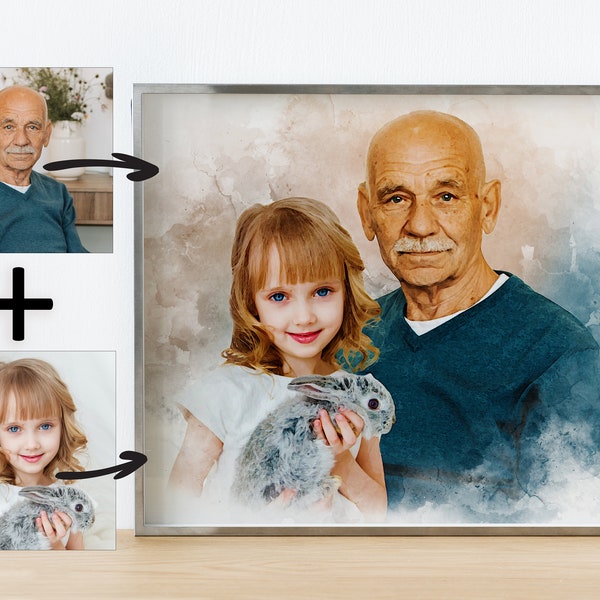 Person zum Foto hinzufügen, verstorbene geliebte Person zum Bild hinzufügen, Fotos kombinieren, individuelles Erinnerungsgeschenk, Geschenk für Papa Mama, Bilder zusammenführen