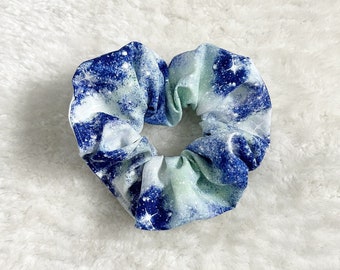 Blue and green galactic scrunchie
